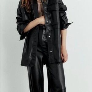 Zara Black Faux Leather Jacket